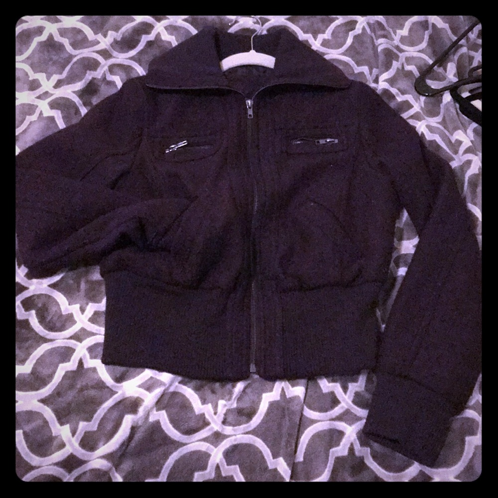 Dark Purple wool cropped coat